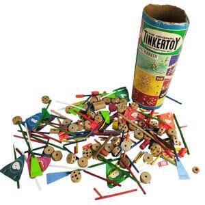 Vtg 1960s Questor TinkerToy Construction Building Set #155, Made USA, Incomplete